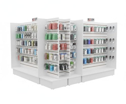 WISDOMFUR H-Unit Slatwall Gondola Display – 4 ft White Freestanding Retail Fixture for Merchandising, Store Displays & Showrooms - color: White