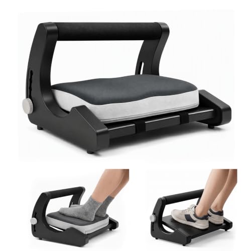 5-Level Adjustable Foot Rest Under Desk, Ergonomic Footrest with Removable Memory Foam and Massage Nodules, Sturdy Office Foot Stool and Leg Support for Work & Home, Non-Slip Base, Black