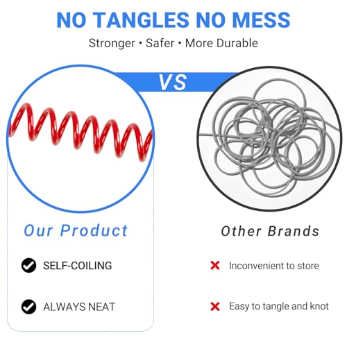 Security Cable Lock 2 Pack, 5FT Self-Coiling Stainless Steel Double Loop Cable, Flexible Anti-Theft Wire for Luggage, Bike, Helmet & Travel Gear (Red) - color: Red