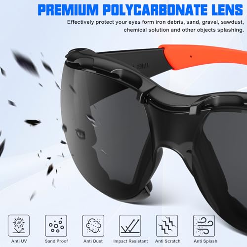 OXG Anti Fog Safety Glasses with Foam Gasket, ANSI Z87.1 Protective Eyewear - color: 1p-orange
