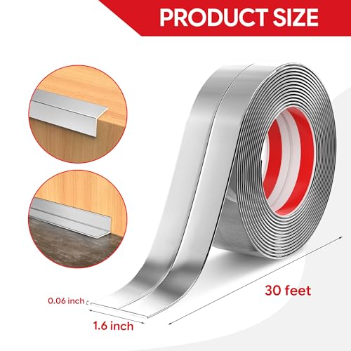 Wall Corner Protector Peel and Stick Corner Trim Molding - color: Silver, size: 1.6 In x 30 Ft