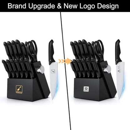 imarku 14-Piece Japanese High-Carbon Stainless Steel Knife Set, Black - color: Black, size: 14 Pcs