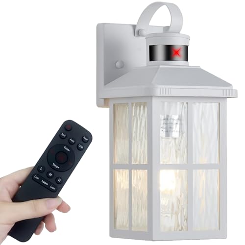 Porch Lights Outdoor with Remote, Motion Sensor Exterior Lighting Fixtures - color: 1 White RW