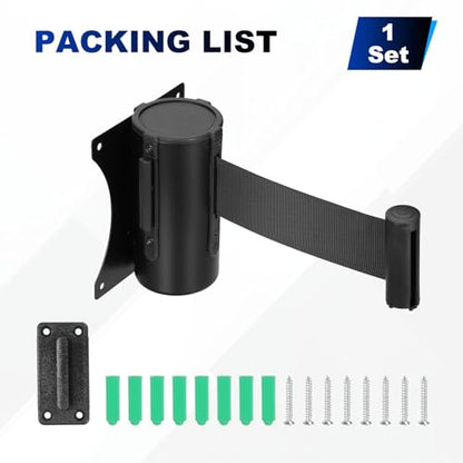 PATIKIL Fixed Wall Mount Retractable Belt Barrier 10 Feet, Black 1 Pcs - color: Black, size: 10 Feet