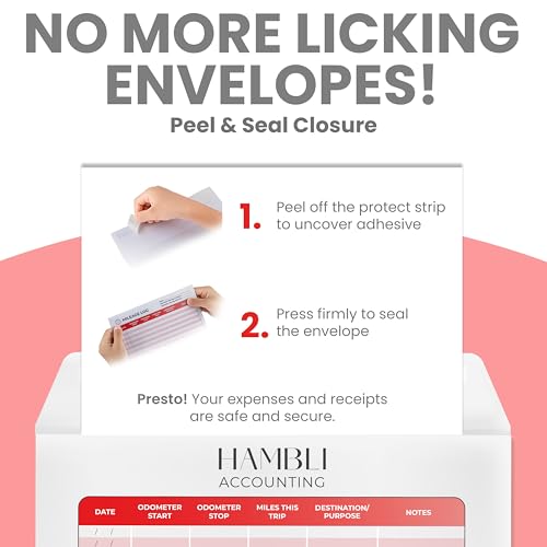 Extra Large Receipt Envelope & Receipts Organizer (Pack of 18) - Efficiently Manage Business Expenses & Log Mileage Trips - 8.5” x 11.0” Inches, Red Color- Business Ledger for Small Business - color: Red