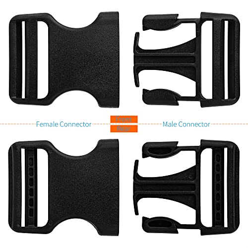 Buckles for 1-1/2 inch Wide Webbing Straps: Quick Side Release Buckle 4 set and Tri-Glide Slide 8 pcs Fit 1.5" Nylon Web Belt, Plastic Snap Fastener Clip Heavy Duty Replacement Dual Adjustable - size: 4 Set for 1-1/2 inch Webbing
