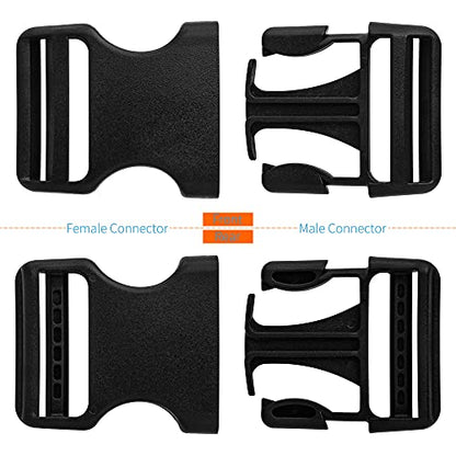 Buckles for 1-1/2 inch Wide Webbing Straps: Quick Side Release Buckle 4 set and Tri-Glide Slide 8 pcs Fit 1.5" Nylon Web Belt, Plastic Snap Fastener Clip Heavy Duty Replacement Dual Adjustable - size: 4 Set for 1-1/2 inch Webbing