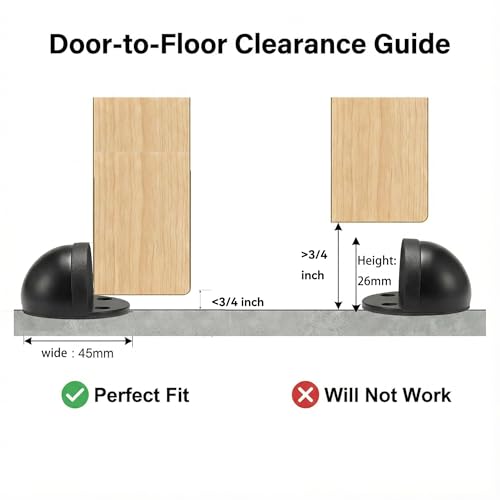 Magnetic Door Stop, Cushioning Bumper & Draft Hold, 2-Pack, Black - color: Black