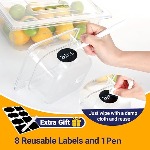 BIEAMA 6 Pack 1/2 Size 4" Deep NSF Polycarbonate Food Pans with Lids - color: 1/2 Size, size: 4" Deep