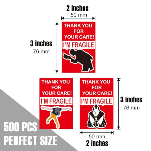 3x2 Inch Fragile Stickers with a Funny Thankful Design, Strong Adhesive Labels for Shipping and Moving, Handle with Care Stickers for Packages and Boxes - style: Moving_bow_m