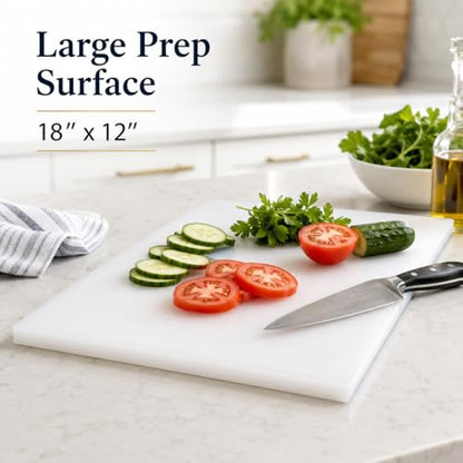 Commercial Cutting Board, Plastic Poly Kitchen Board Dishwasher Safe, Heavy Duty Food Prep Surface for Restaurant Use (18"L x 12"W x 0.57"Th) - color: White, size: 18"L x 12"W