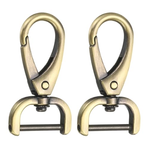 HARFINGTON 2Pcs Detachable Snap Hook Swivel Clasp 3/4" D Ring with Swivel Lobster Claw Clasps Hook for Purse Strap Keychain Bag DIY Craft, Brass - color: Brass, size: 3/4"