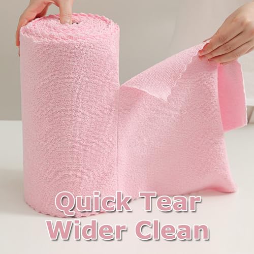Jessy Home 80 Pack Reusable Paper Towels Pink Microfiber Cleaning Cloth Roll 12"x12" Microfiber Towels, Tear Away Cloth for Cars,Wash Cloths,Lint Free Rags for House,Kitchen,Window,Cleaning Supplies - color: Airy Pink