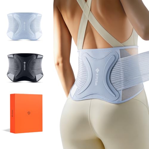 Back Brace for Lower Back Pain Relief, Firm Support for Men & Women - color: Gray, size: Medium