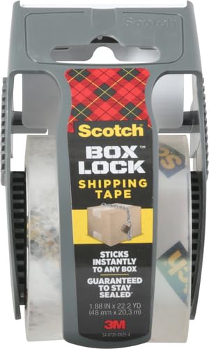 Scotch Box Lock Packaging Tape, 1 Roll with Dispenser, 1.88 in x 800 in, Extreme Grip, Sticks Instantly to Any Box (195) (Pack of 2) - size: 1 Roll (Pack of 2)