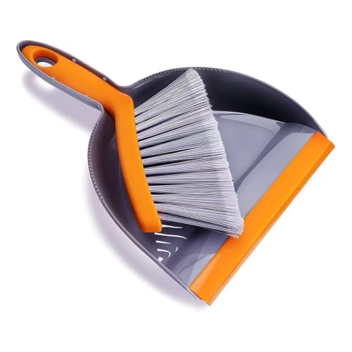 Mini Broom and Dustpan Set - Small Broom and Dustpan Set for Home, Camping Broom, Whisk Brooms Small(Gray Orange) - color: Gray Orange