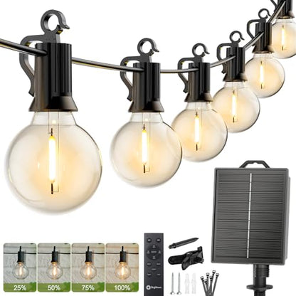 Brightown 37FT Solar String Lights Outdoor, IP65 Waterproof, Remote, Timer - size: 37Ft