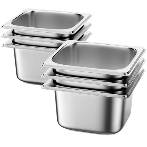 ZeroPone 6 Pack Hotel Pans 1/6 Size 4" Deep Steam Table Pan - color: 4 INCH, size: 1/6 SIZE