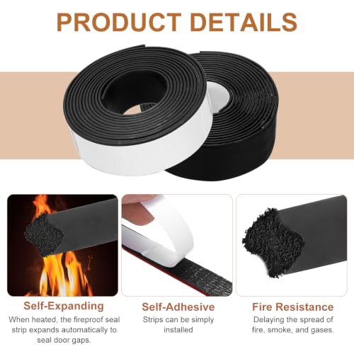 Smoke Fire Seal Strip 9.8Ft 35mm/1.38" Wx 2mm/0.08" T Black - color: Black, size: 9.8FT x 35mm / 1.38" W x 2mm / 0.08" T