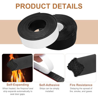 Smoke Fire Seal Strip 9.8Ft 35mm/1.38" Wx 2mm/0.08" T Black - color: Black, size: 9.8FT x 35mm / 1.38" W x 2mm / 0.08" T