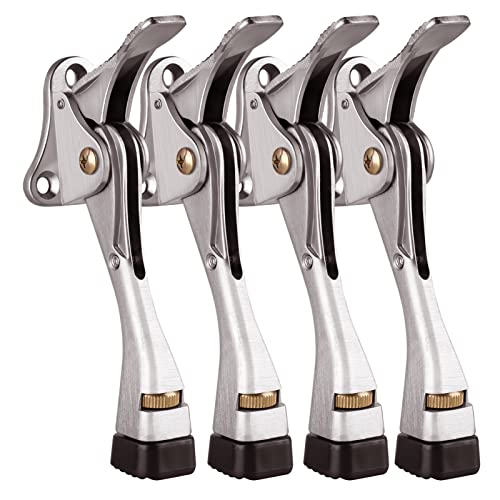 Gotega Door Stoppers, 4 Inch Kickdown Door Stop for Bottom of Door, 4 Pack - color: Satin Nickel, size: 4 Pack