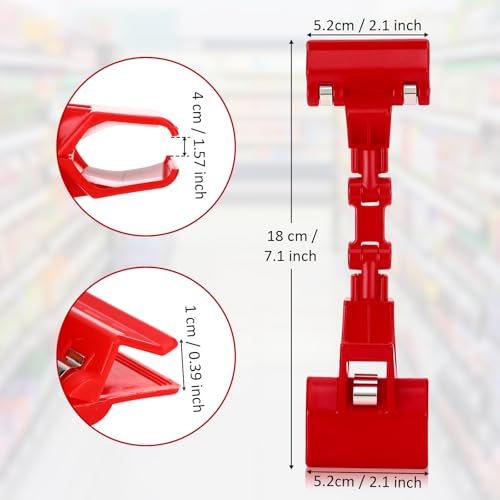 Honeydak Red 50 Pcs Sign Holder Clips Bulk for Grocery Retail Display Plastic Shelf Price Sign Clamps Double Sided Swivel Holder with Antislip Padding Rotatable Merchandising Clips for Store - color: Red