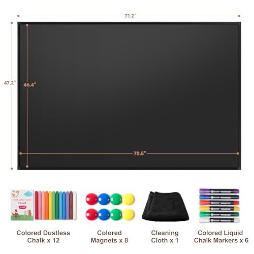 SELEAD Magnetic Chalkboard 72 x 48 Inches - Black Aluminum Frame - size: 72"W x 48"H