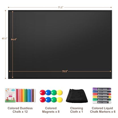 SELEAD Magnetic Chalkboard 72 x 48 Inches - Black Aluminum Frame - size: 72"W x 48"H