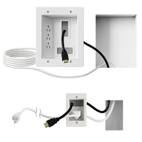 Mount-It! In-Wall TV Cable Management Kit with Power – Triple Outlet, Male Wall Plug and 5ft External & 9ft Behind the Wall Cords, Hand Saw – Easy, Safe Cable Management for TV and Home Theater Setups - style: Triple Outlet – 5ft External / 9ft In-Wall
