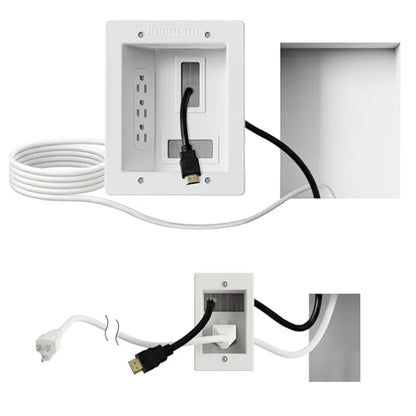 Mount-It! In-Wall TV Cable Management Kit with Power – Triple Outlet, Male Wall Plug and 5ft External & 9ft Behind the Wall Cords, Hand Saw – Easy, Safe Cable Management for TV and Home Theater Setups - style: Triple Outlet – 5ft External / 9ft In-Wall
