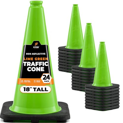 Xpose Safety 18” Lime Green Traffic Cone - 24 Pack - color: Lime, size: 18" 3lb. Cone