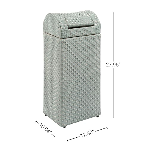 happimess Darla 13 Gal Outdoor Trash Can Swing Top, Mint Blue/White - color: Mint Blue/White, size: 13 Gallons
