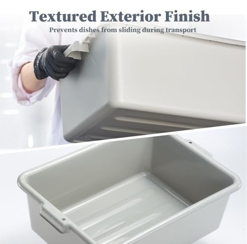 CURTA 3Pack Commercial Bus Tub with Lids, 21"x15"x7" Gray NSF Dish Box - size: 21.06" x 15.35" x 7.09" - With Lid