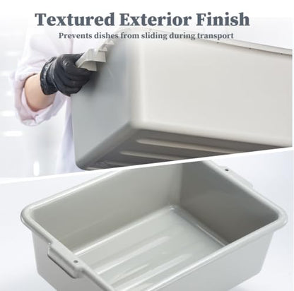 CURTA 3Pack Commercial Bus Tub with Lids, 21"x15"x7" Gray NSF Dish Box - size: 21.06" x 15.35" x 7.09" - With Lid