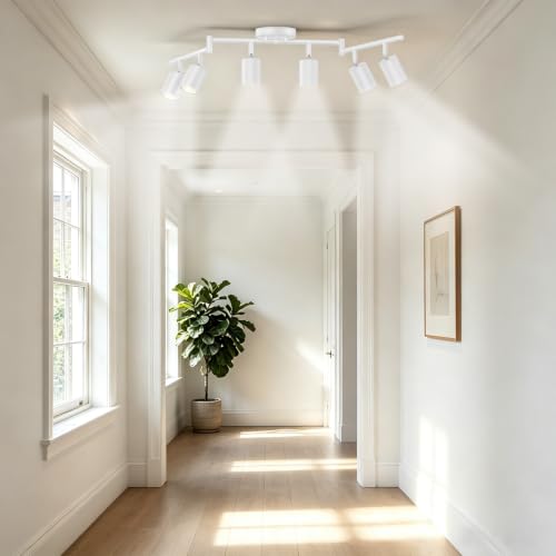 LED 6 Light Track Lighting Kit, 48" White 6 Way Ceiling Spotlights Fixture, 3 CCT Adjustable, with Flexibly Rotatable Light Heads for Kitchen, Living Room, Bedroom, Includes 6 x GU10 Bulb - color: White, size: 6