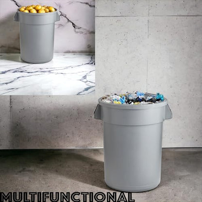 32 Gallon Round Trash bin Garbage can Outdoor Yard Trash can Trash Barrels Garbage Drum Heavy Duty Trash can Industrial Trash can Kitchen Trash bin (2, Gray) - color: Gray