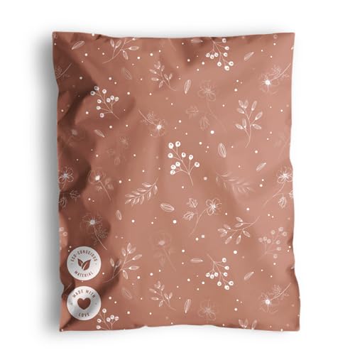 Poly Mailers 10x13-25 Pack Biodegradable Shipping Bags for Clothes - Impack Self-Seal Waterproof Thick Mailing Envelope for Accessories & Clothing - Floral Rosy Brown - color: Floral Rosy Brown, size: 10"x13" (25 pack)