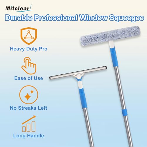 Mitclear 10 Feet Long Squeegee Window Cleaner Tool for Outdoor High Windows - size: 10 feet