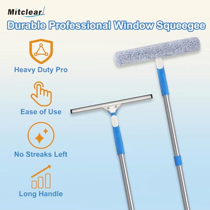 Mitclear 77'' Long Squeegee Window Cleaner Tool for Indoor Outdoor Windows - size: 6.5 Feet