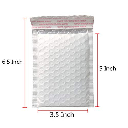 3.5x5 Inch White Poly Bubble Mailers Padded Envelopes, Self-Sealing Shipping Bags 50 Pack - size: 3.5X5 Inch