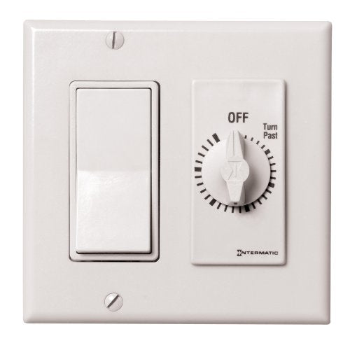 Intermatic FD5MW 5-Minute Spring-Loaded Automatic Shut-off In-Wall Timer for Fans and Lights, White - color: White, size: 5-Minute, style: Without Hold on Timer