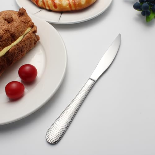 Enhanced Grip Steak Knives Set of 6 - Professional Textured Handle Design for Superior Control, Dishwasher Safe,18/0 Stainless Steak