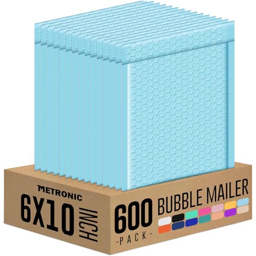 Metronic Bubble Mailers 6x10 Baby Blue 600 Pack Self-Seal Padded Mailers - color: Light Blue, size: 6x10" 600PC
