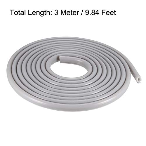 uxcell T-Slot Mount Window Weatherstrip Seal 6.5mm Bulb Bubble for 4mm Slot 3 Meters Long Gray - size: 3m