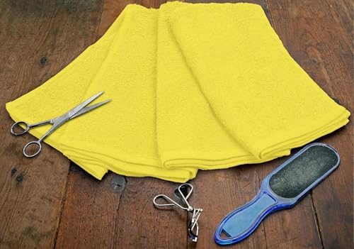 Salon Towels – Pack of 24 (16"x27") 100% Cotton Ring Spun (Not Bleach Proof) Ultra Soft, Highly Absorbent Hand Towels – Bulk for Spa, Gym & Salon (Yellow) - color: Yellow