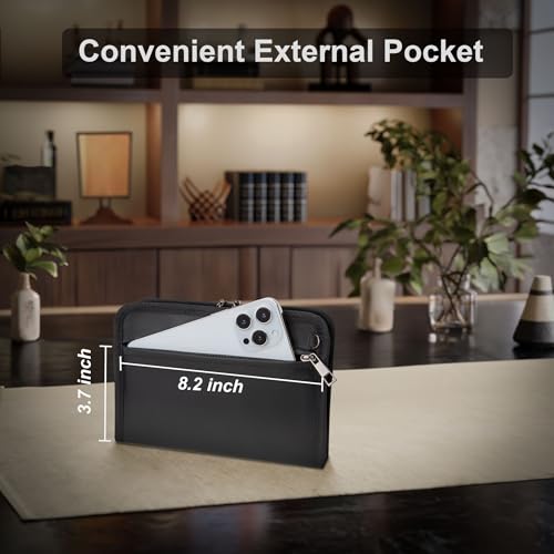 Fireproof Money Bag,Money Bag with Lock and Zipper,Safe Fireproof Waterproof,Suitable for Cash, Mobile Phones, Keys, Credit Cards - size: 8*1.1*5 inches