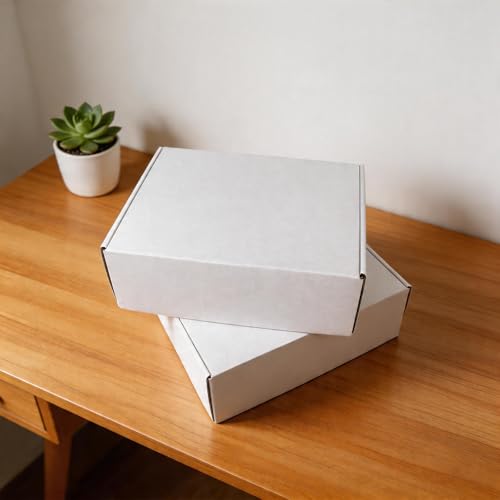 Fishat 12" x 9" x 4" White Corrugated Cardboard Shipping Boxes Set of 25 - size: 12" x 9" x 4"