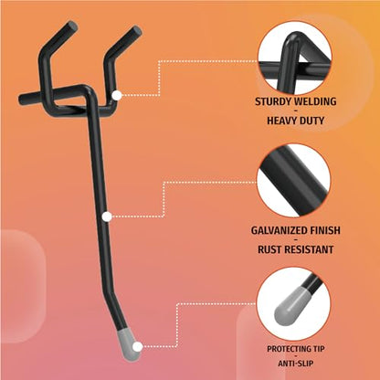 HUHOLE 50 Pack 6 Inch Black Pegboard Hooks Metal Hangers - color: Black, size: 6 Inch