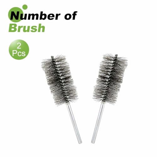 HARFINGTON 2pcs Wire Bore Brush 8 x 2 5/16 Inch Shank Stainless Steel Bristles Cleaning Brush for Clean Car Part Tube Kitchen Garage - size: 8 x 2 5/16 Inch