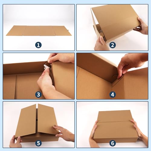 CRUGLA 12x12x4 Shipping Boxes 25 Pack, Brown Corrugated Cardboard Boxes with Side-Lock and Pre-Applied Double-Sided Tape, Easy Assemble Packing Mailer Boxes for Small Business Shipping - size: 12x12x4 Inch 25 Pack